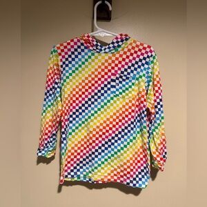 Muse threads bamboo kids hoodie sweatshirt rainbow checkered size 4/5